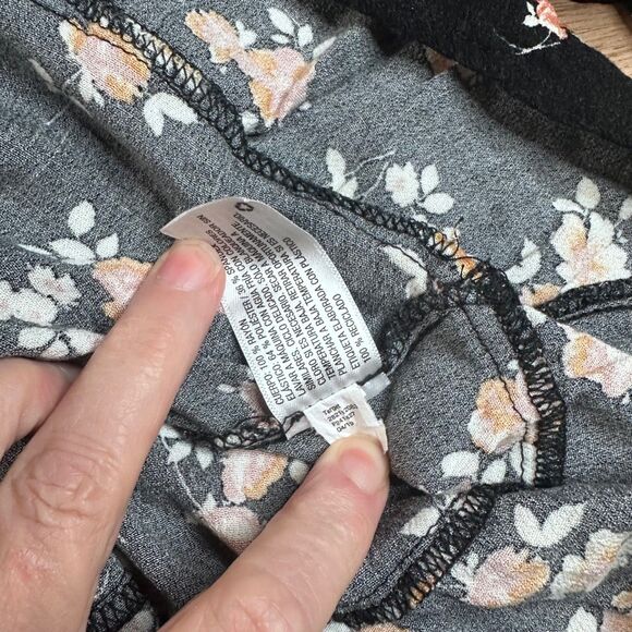 Xhilaration Black Floral Smocked Long Sleeve Mini Dress XL Fall Cottagecore - Picture 5 of 5